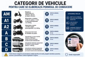 Categorii de vehicule pentru care se eliberează permisul de conducere
